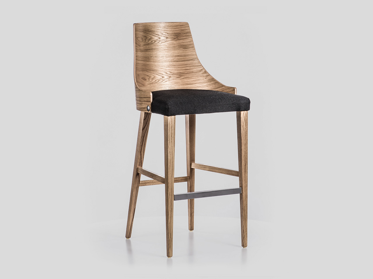 Drvena moderna barska stolica sa tapaciranim sedistem SOFIA R WOOD Linea Milanovic