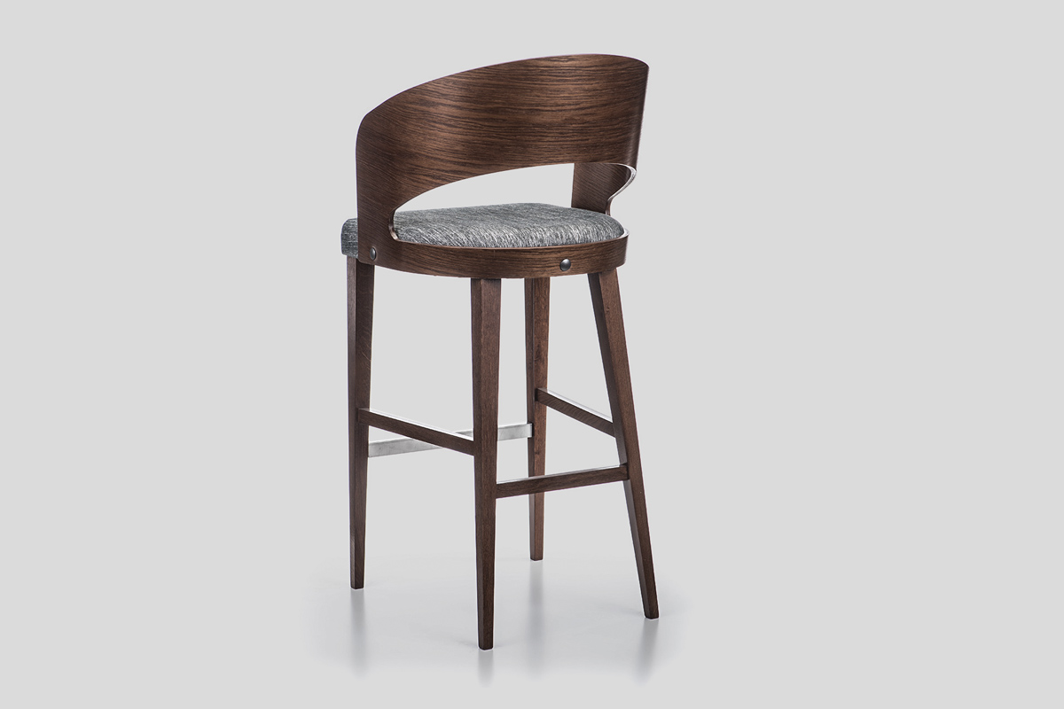 Luxury modern solid wood upholstered high chair with wooden back Serbian production Linea Milanovic custom made furniture
