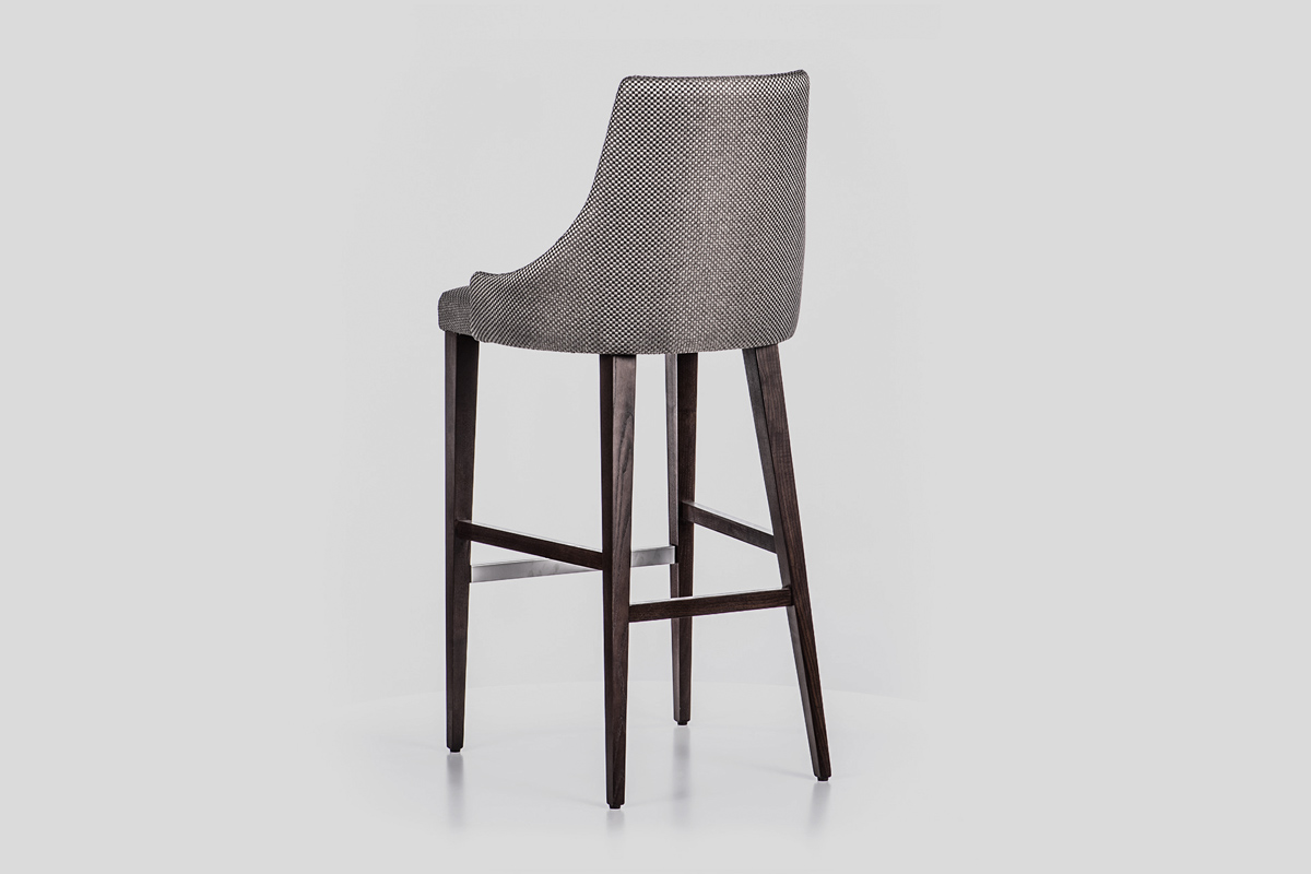 Modern upholstered solid wood high chair for restaurants Serbian manufacture Linea Milanovic